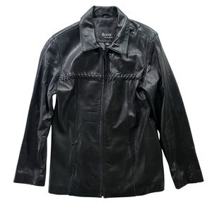 Basix Jacob Stevens Women’s S Black Genuine Leather Lamb Skin Zip Braided Jacket